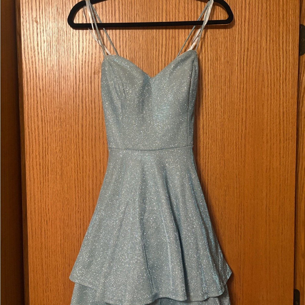 City Studio Sparkling Light Blue Mini Dress